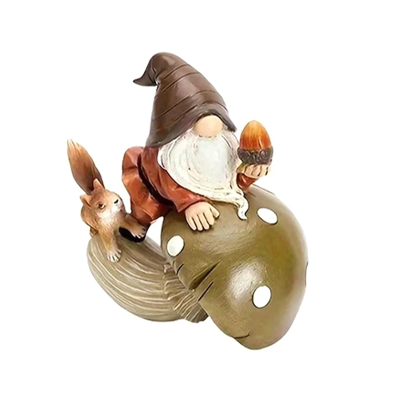 Christmas Table Statue Decoration Resin Mushroom Santa Claus Squirrels Cute Realistic Natural Figurines For Party