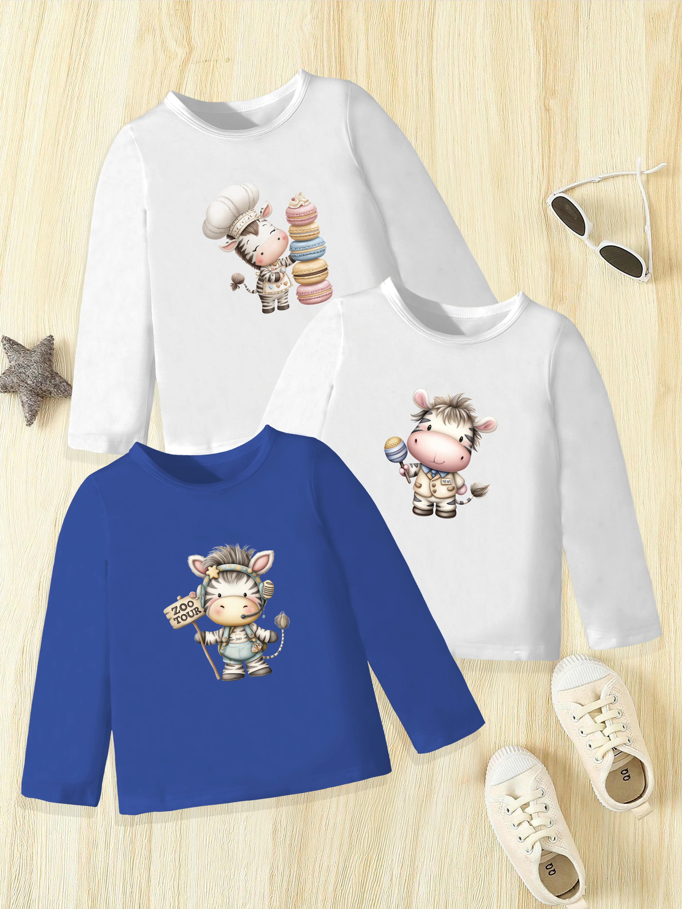 

3 шт.: Осенний базовый слой для мальчиков с рисунком зебры