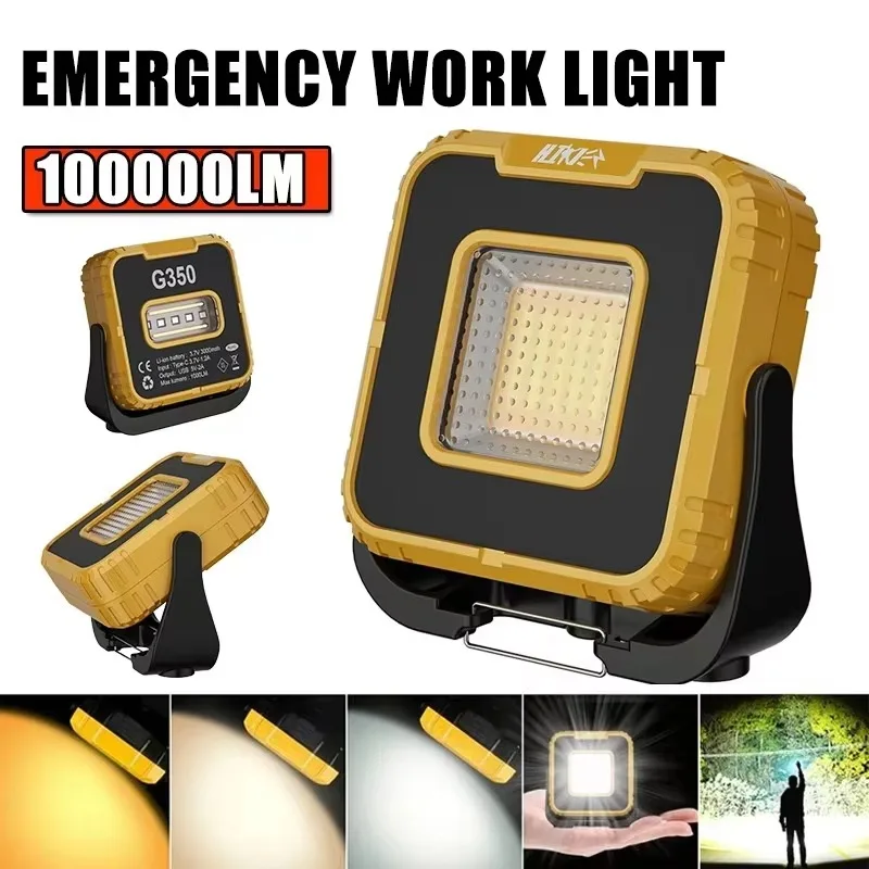

5000mAh New Portable LED Camping Spotlight 1000LM Super Bright Work Light Rechargeable Outdoor Lamp Waterproof Working Light