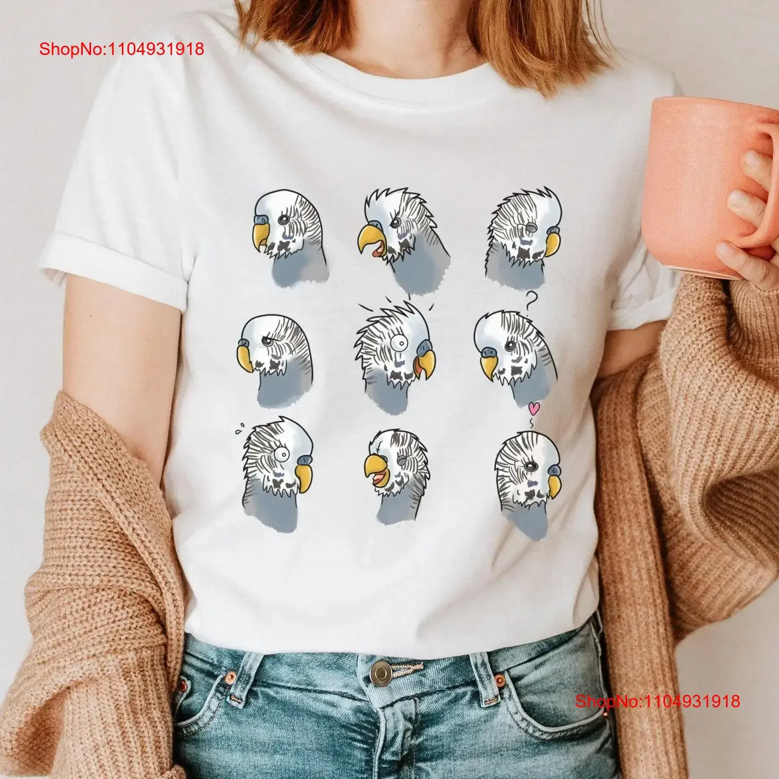 

Budgie Parakeet T Shirt Sweater Bird Mom s Dad vintage Washed Comfortable fashion Slightly streetwear Soft graphic homme