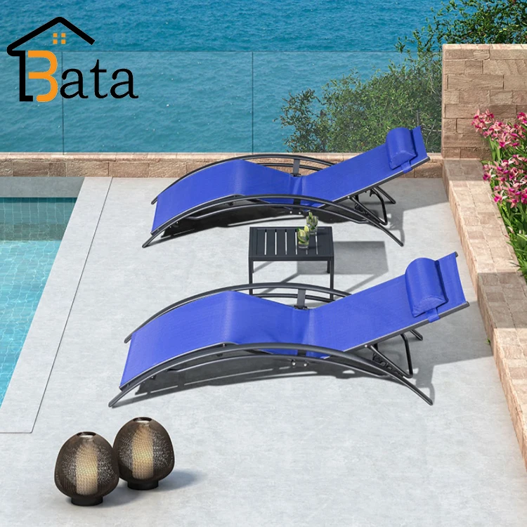 Modern Hotel Swimming Pool Patio Sun Bed Balcony Garden Aluminum Sling Reclining Beach Chair Sun Lounger