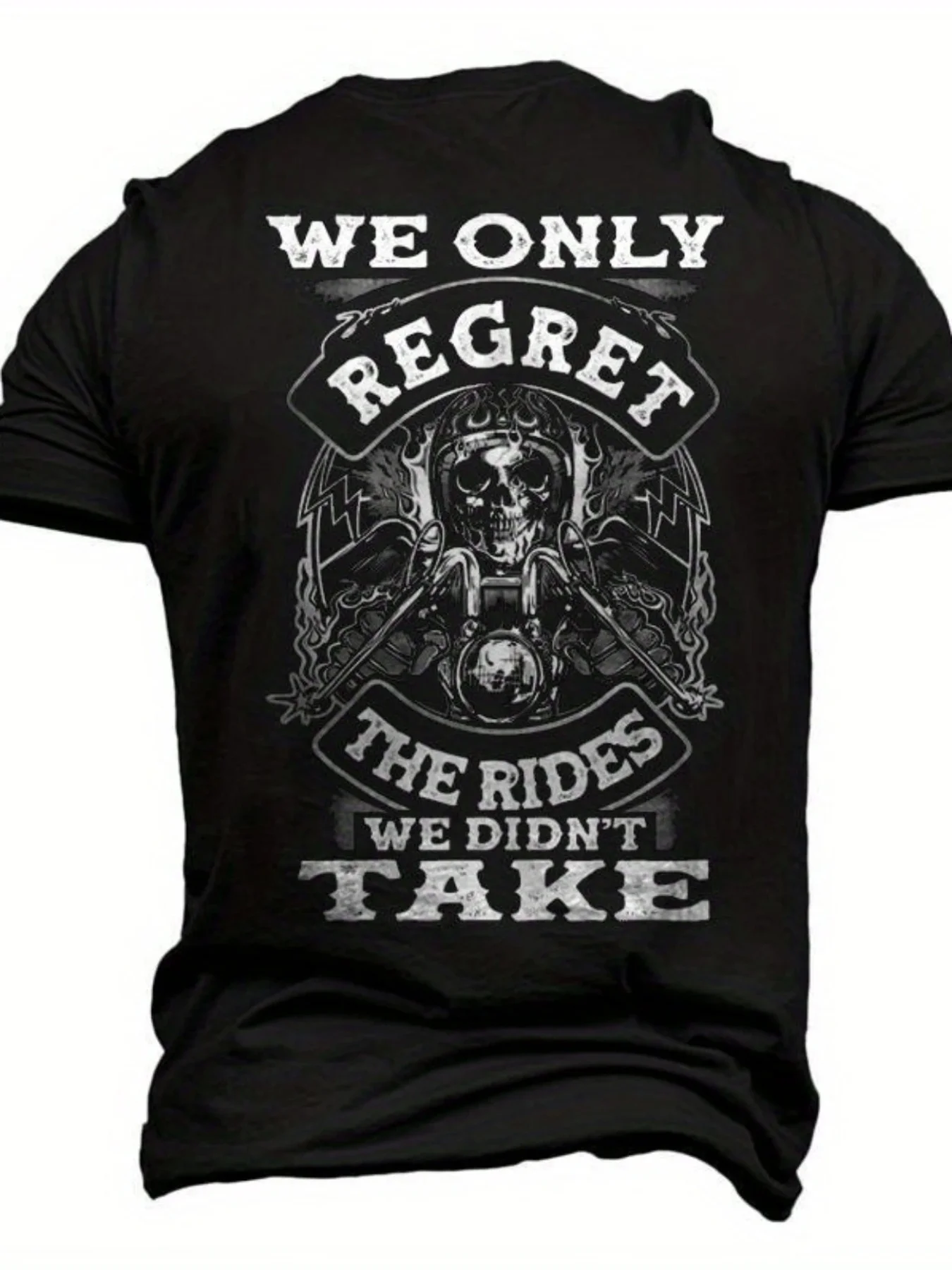 Men's Y2K Gothic Locomotive T-shirt, Skull and Rider Back Print, Printed with The Slogan 