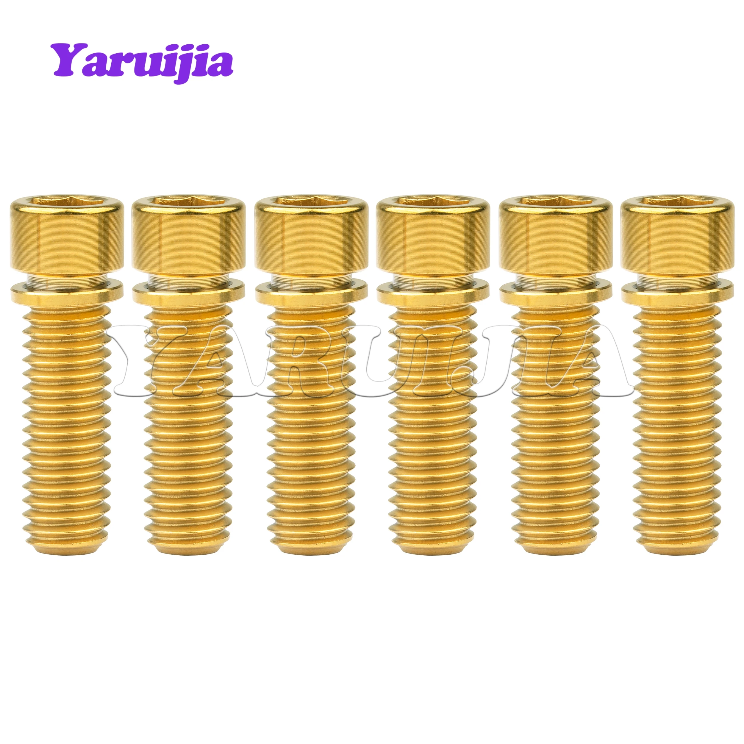 Yaruijia 6PCS ไทเทเนียม Bolt M7/M8x20/25mm Allen ทรงกระบอกหัวปะเก็นสกรูสําหรับจักรยาน fix อุปกรณ์เสริม