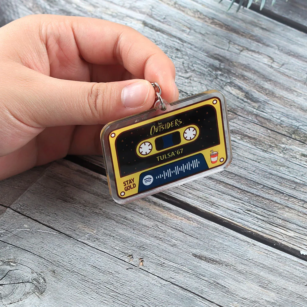 Stay Gold The Outsiders Acryl-Schlüsselanhänger Retro-Kassette Spotify-Code Schlüsselring Tulsa 67 Broadway Musical Merchandise Geschenk für Fans – Detail 4