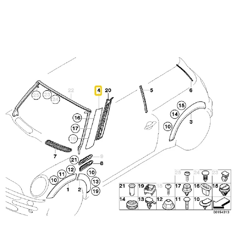 

Отделочная панель переднего лобового стекла A-Pillar для BMW Mini Cooper R50 R52 R53 2001-2008, обшивка оконной стойки