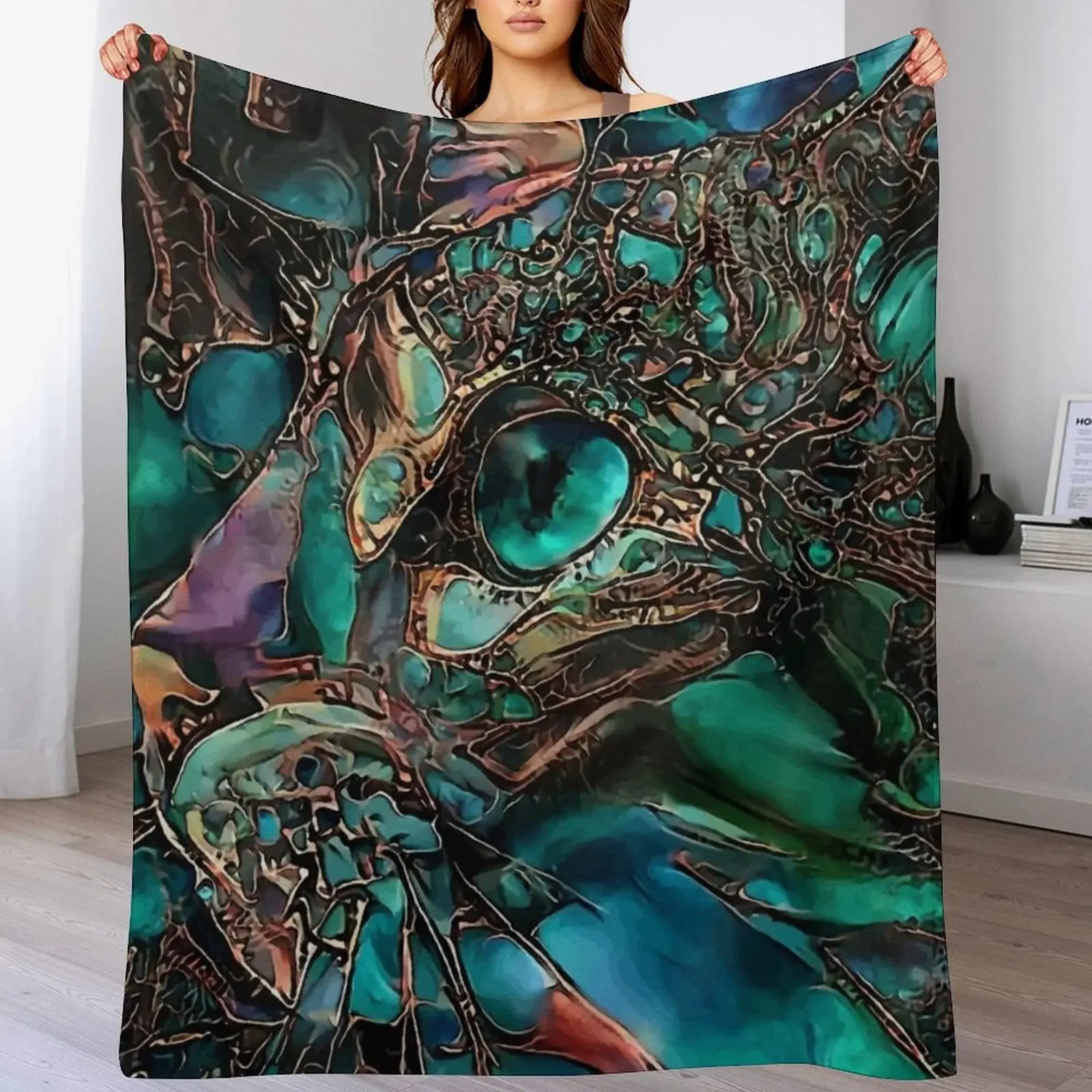 Esmeralda - cat, chat, cat - lea roche paintings Throw Blanket for winter Retros Blankets