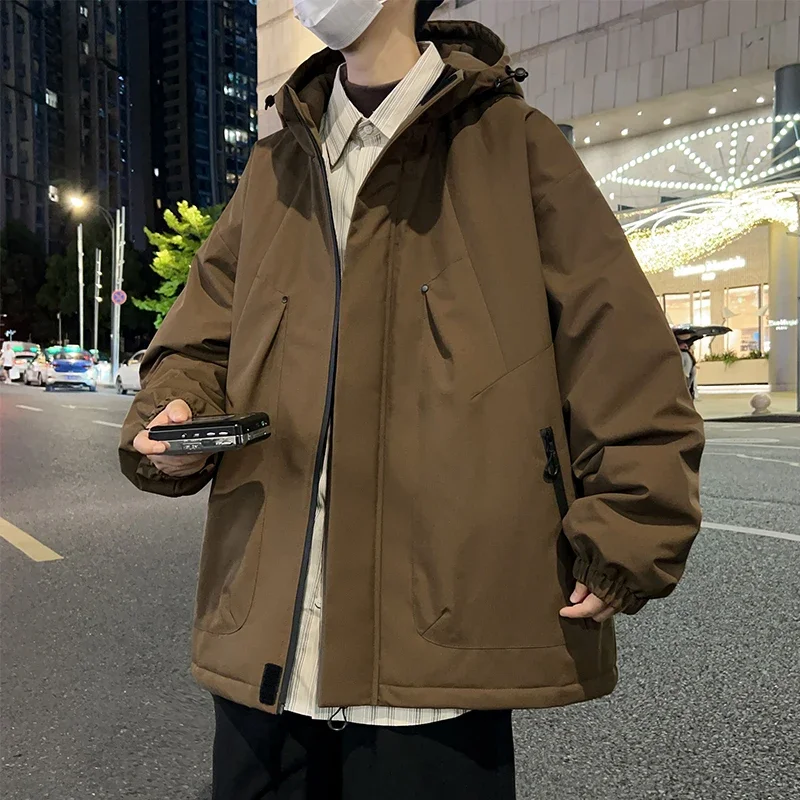 2025 Spring Mens Windbreaker Jackets Korean Fashion Versatile Outdoor Casual Sports Coat Solid 8XL Zipper Design Parka Jacket