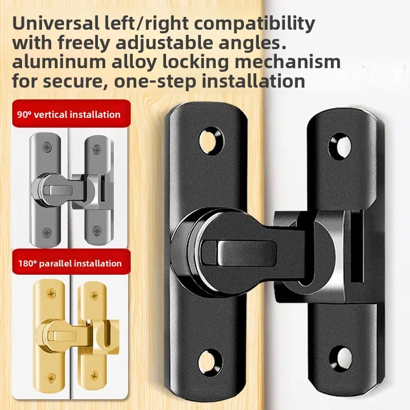 Sliding Door Lock Bolt No Punch Surface Mounted Latch Buckle Hotel Bathroom Room Door Anti Theft Security