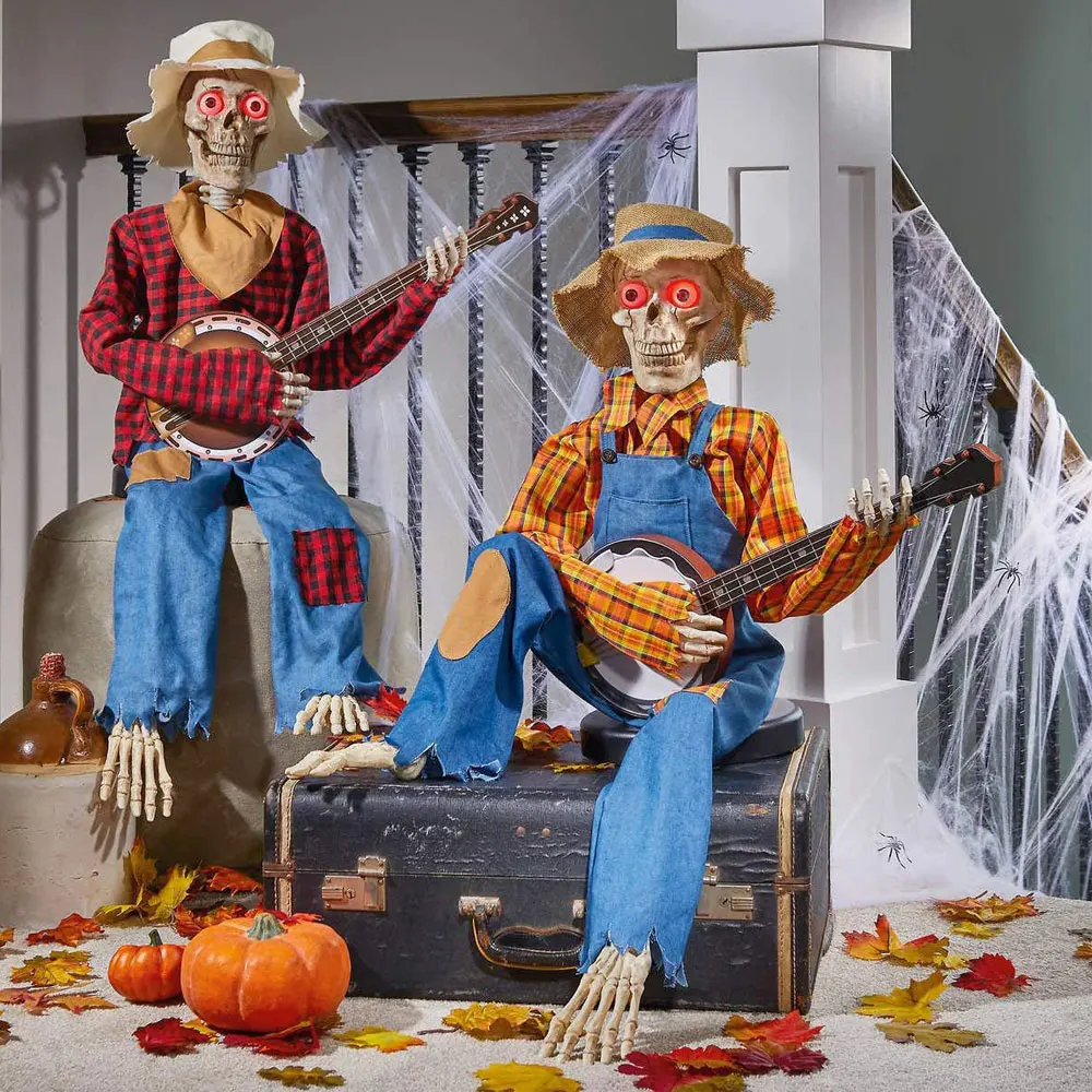 2023 Latest Horror Night Gifts-Funny Luminescent Animated Dueling Banjo Skeletons for Halloween Dropshippi