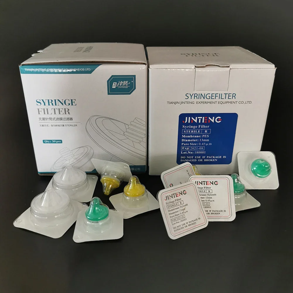 50pcs Lab 0.22um/0.45um Sterile Millipore Syringe Filter PTFE Nylon/pes/ Membrane Filter Chemistry Laboratory Equipment