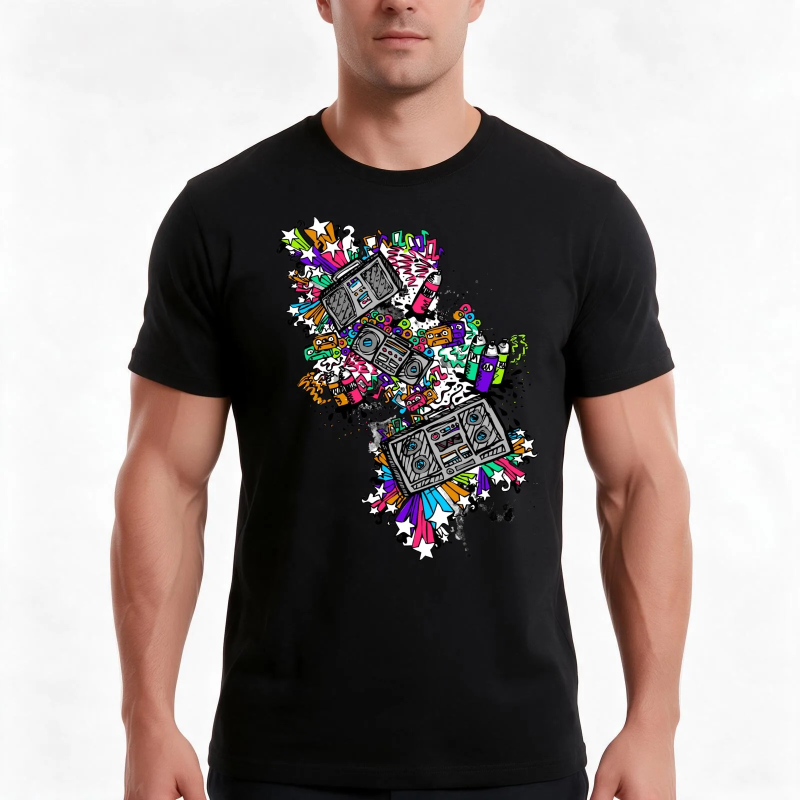 Blaster Shaz T-Shirt Summer Casual Cotton Tee Oversized Streetwear Tops Vintage Graphic Print Loose Fit Short Sleeve