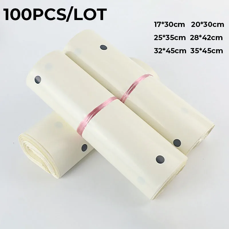 

100Pcs/lots Waterprof Beige Courier Bags Thicken Polka Dot Plastic Shipping Bags Self Seal Envelopes Post Clothing Mailing Pouch