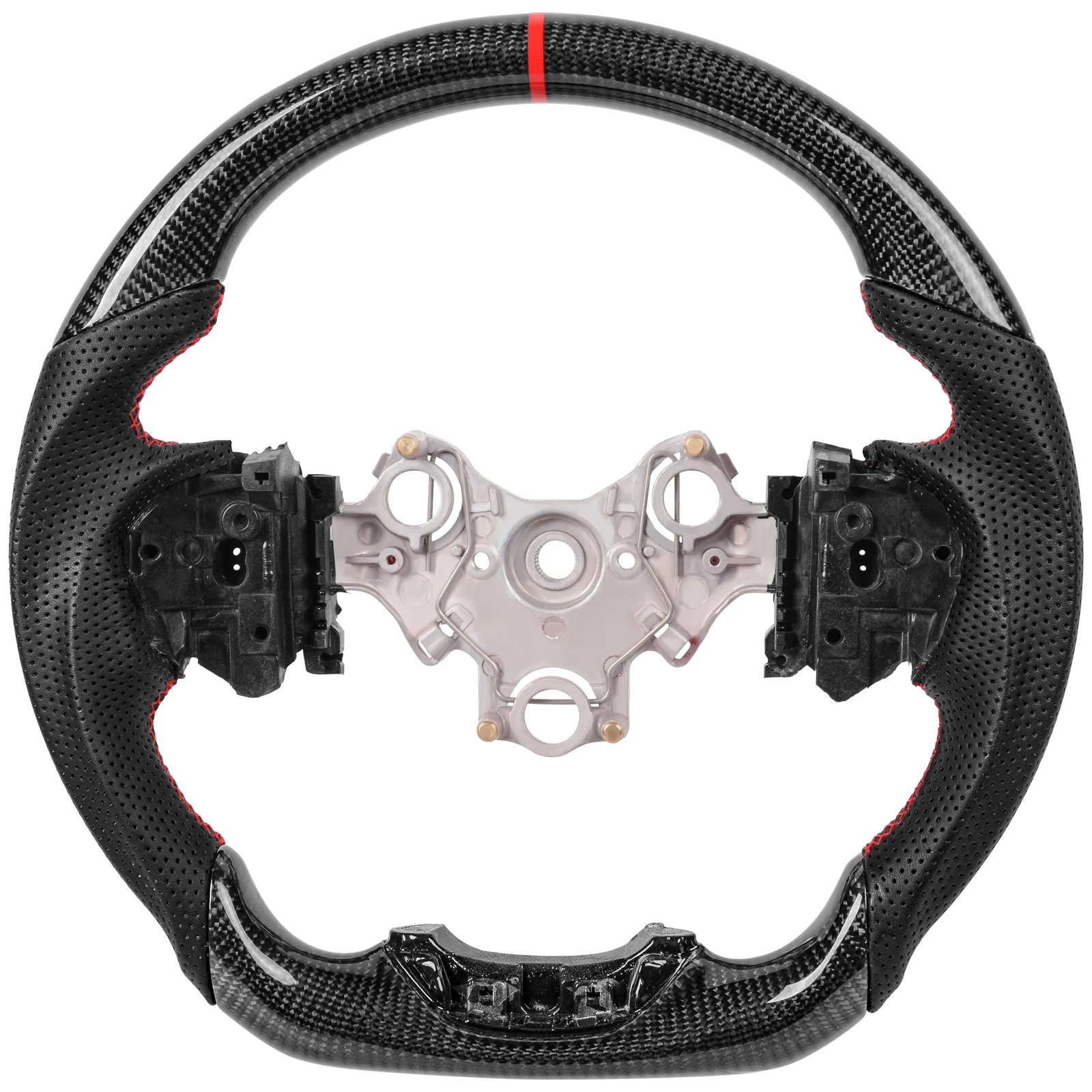 Real Carbon Fiber Steering Wheel For Isuzu D-max 2020+ (SEA/AU) / Mazda BT50 2020+ (Perforated Leather D-shape Red mark)