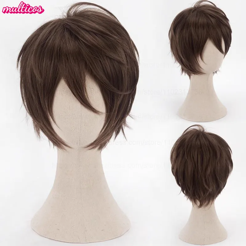 Farben Kurze Gerade Cosplay Perücke Layered Shaggy Flauschig Rot Rosa Braun Grün Blau Hitzebeständige Kunsthaar Party Anime Perücken – Detail 7
