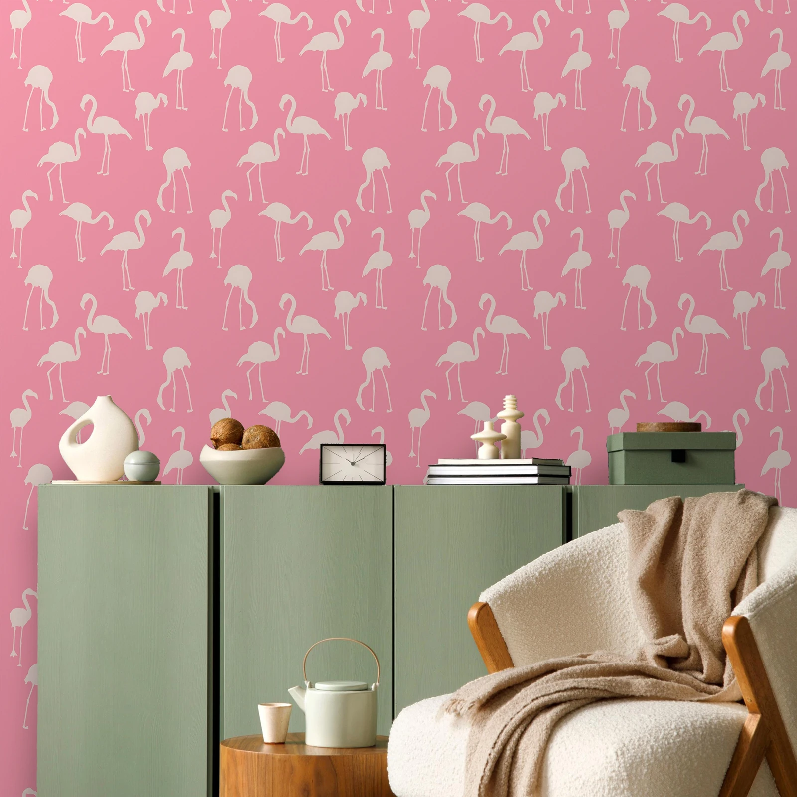

Грайкие наклейки на стену с мотивом фламинго, очаровательные обои с фламинго, клейкая стена румяно-розового цвета, обои для гостиной, 50*300 см