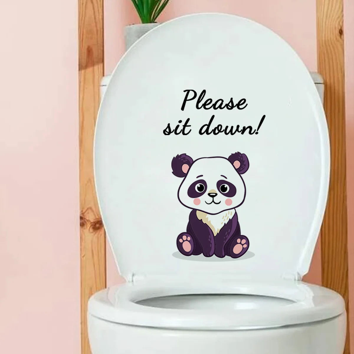 15*30cm Cartoon Animal Panda English Slogan Wall Sticker Toilet Sticker Oomrestaurant Backwall Toilet Decorative Wall Sticker