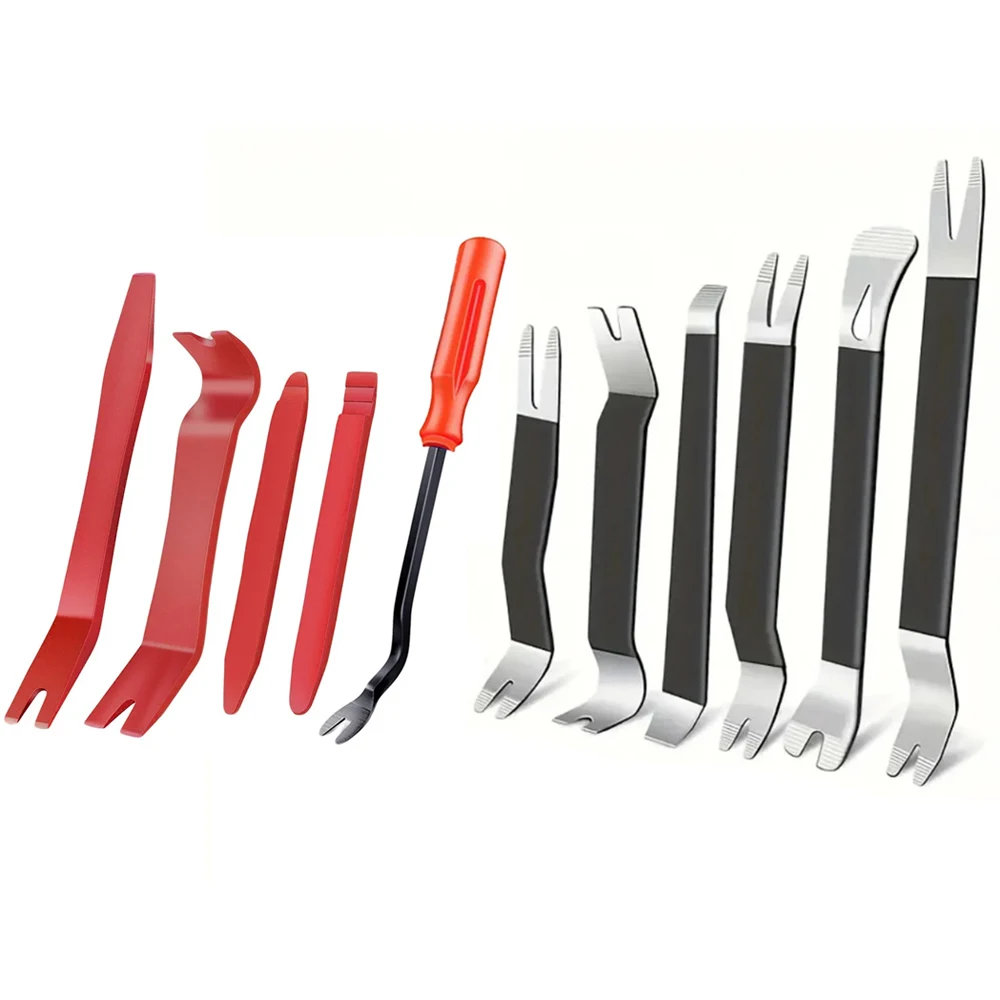 

11Pcs Car Interior Disassembly Pry Tools Auto Door Audio Trim Removal Kit Pry Bar Rocker Crowbar Clip Remover
