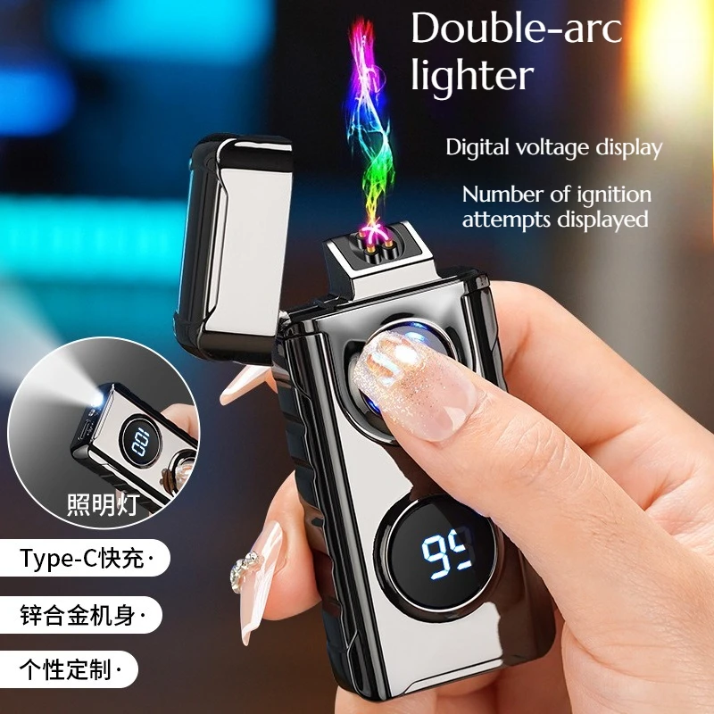 

New Double Arc Lighter Features Digital Battery Level Display and Ignition Indication Supports Type-C Fast Charging Lighters