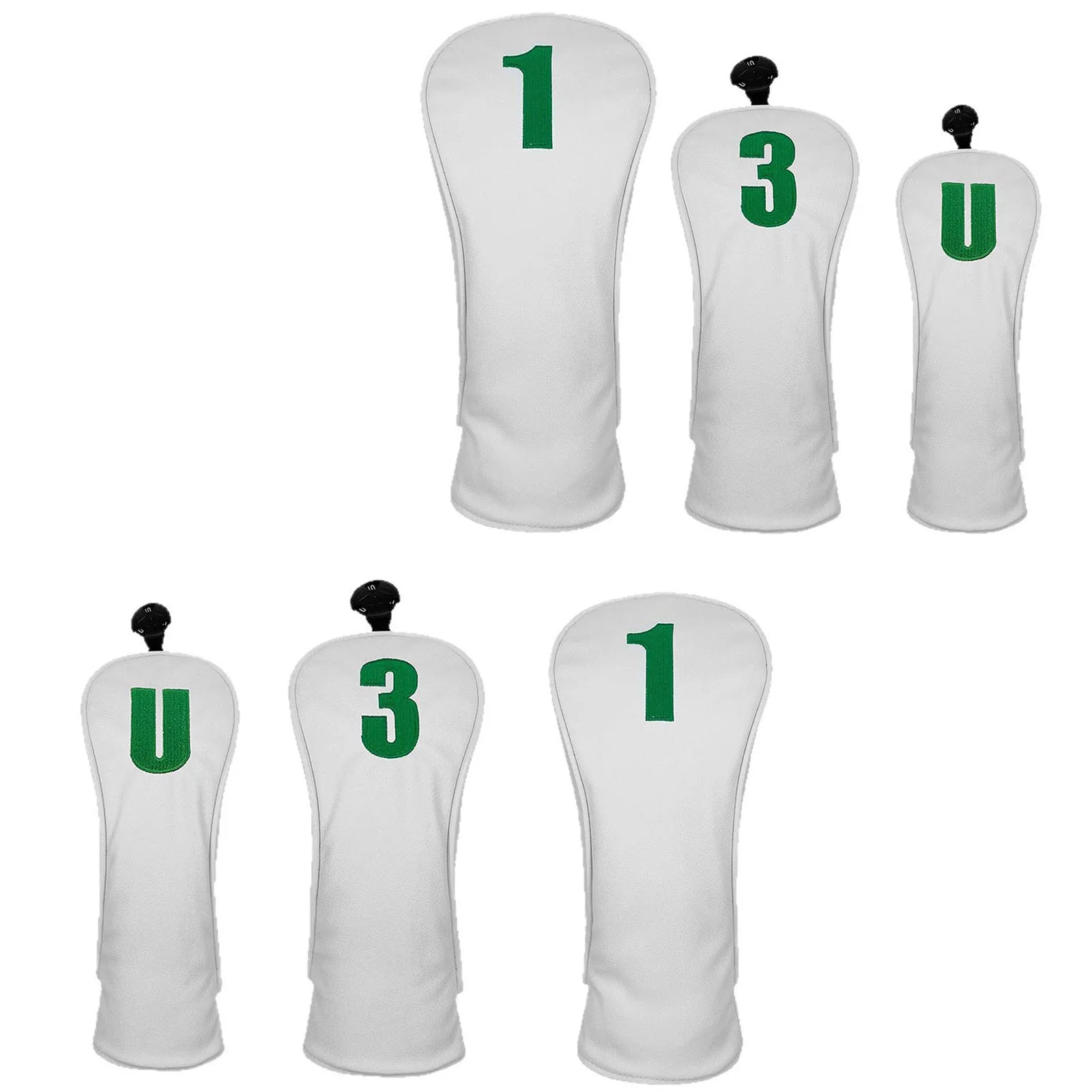 Number Embroidery Golf Headcover Elastic Bands Water Resistant Leather Club Head Cover with Soft Lining  Drivers Fairway UT view 6