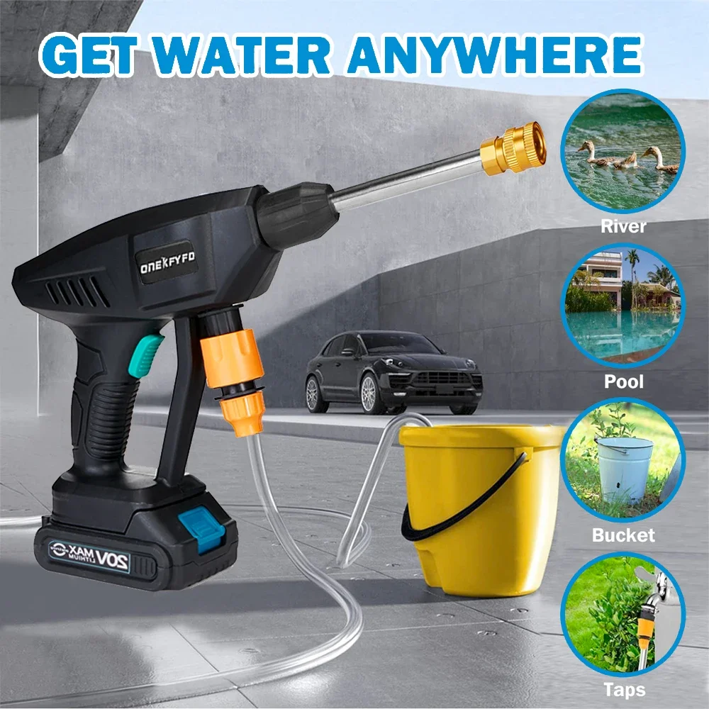 Wireless Electric High Pressure Washing Rechargeable Spray Water Gun  Car Cleaning Gun Handheld Cleaner with Battery Power Tool