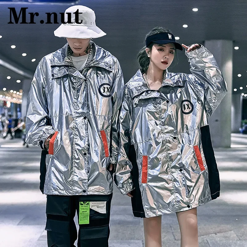 

Mr.nut Smooth Waterproof Men's Jacket Youth Couple Coat Y2k Spring Autumn Punk Clothing Women Camping Hip Hop Stylish Streetwear