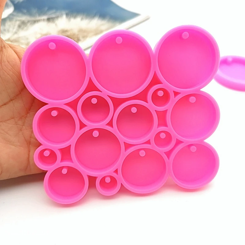 Glossy Round Molds Many Circle Diameter 5 /3.3/2.3/1.7/1.2cm Resin Silicone Mold R3MC