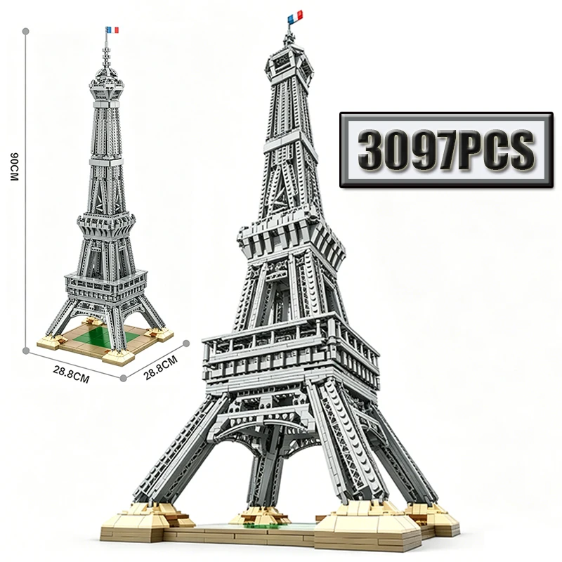 Модель Эйфелевой башни из строительных блоков DIY, 3097 деталей, креативная головоломка, подарок, серия всемирно известных архитектурных сооружений из Франции