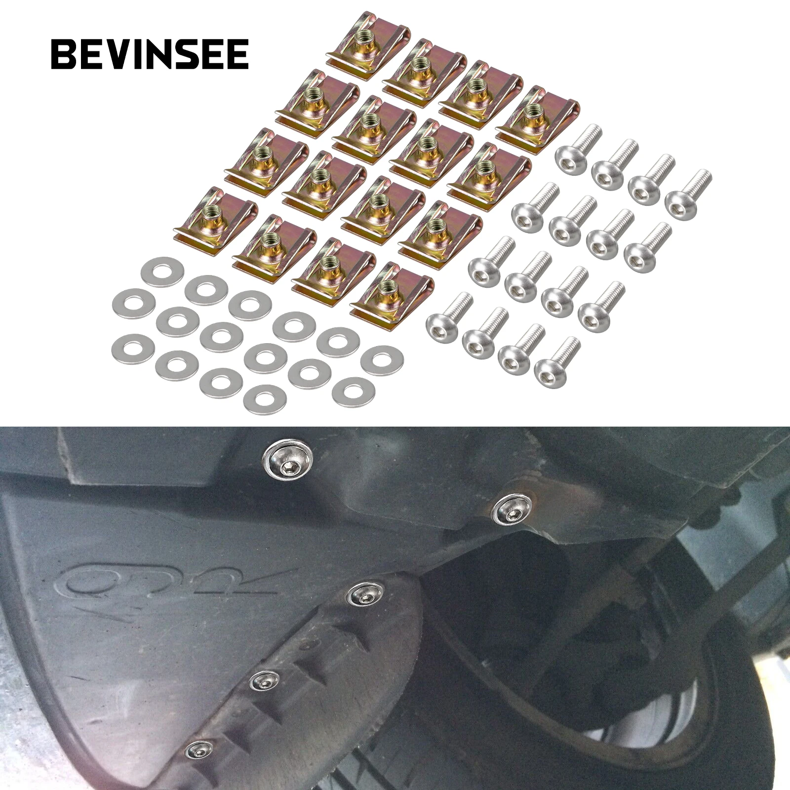 BEVINSEE 16PCS Engine Under Tray Splash Shield Clips Bolts for BMW E90 E91 E92 325i 328i 330i 335i