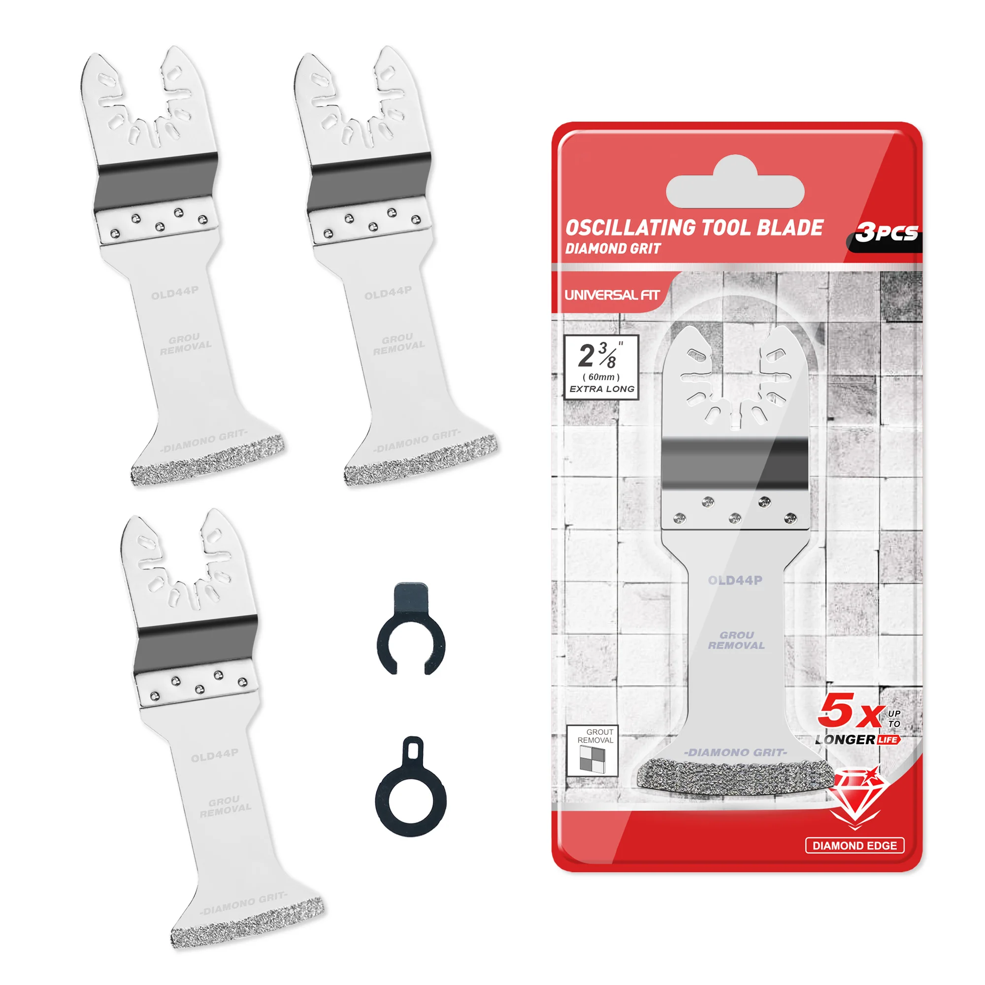 3PCS Diamond Oscillating Blade, Extra Long Reach Oscillating Multi Tool Saw Blades for Grout Removal, Cleaning Mortar