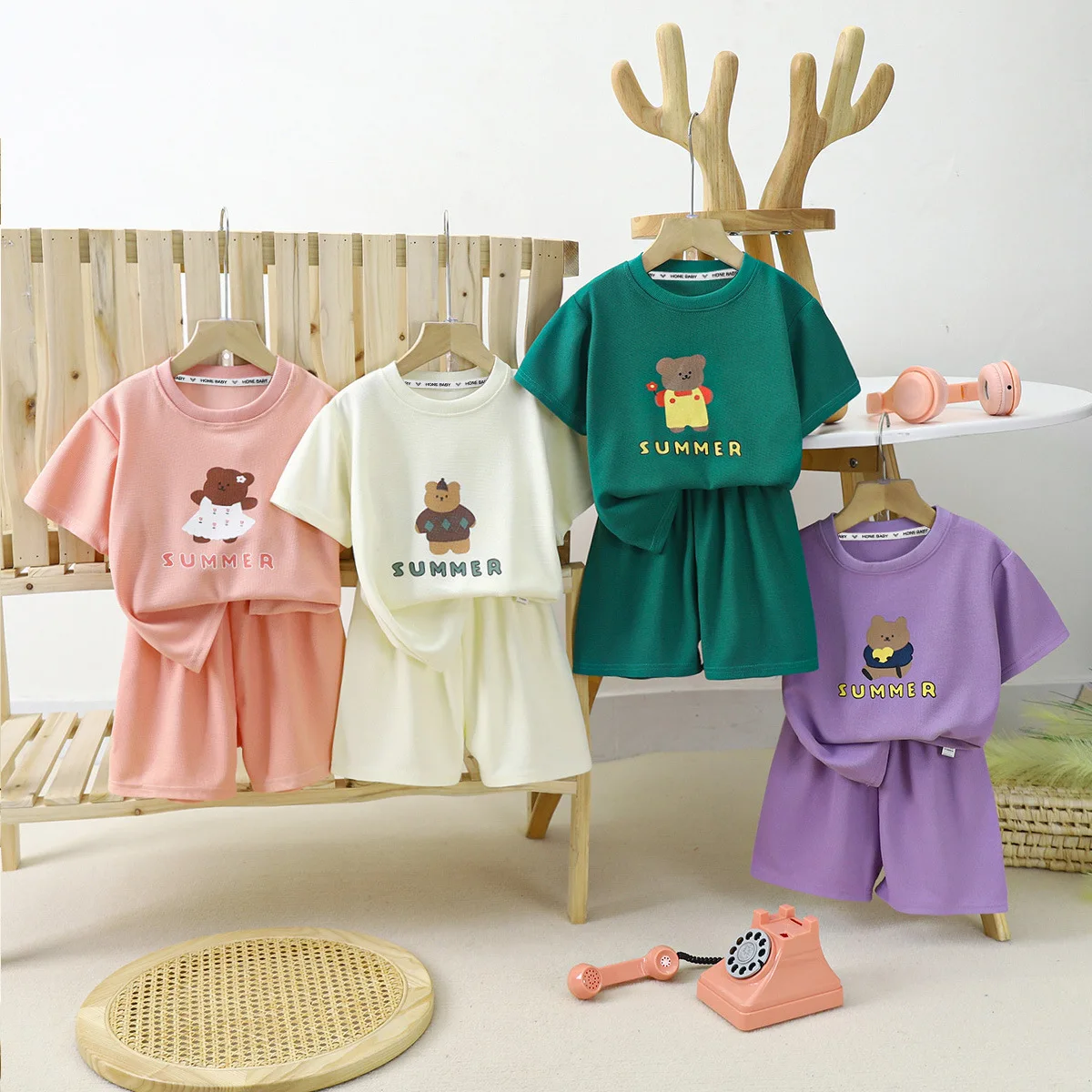 

2PCChildren's Short Sleeve Set Summer New Boys and Girls T-shirts and Shorts Clothing Set Baby Summer Children's Outfits