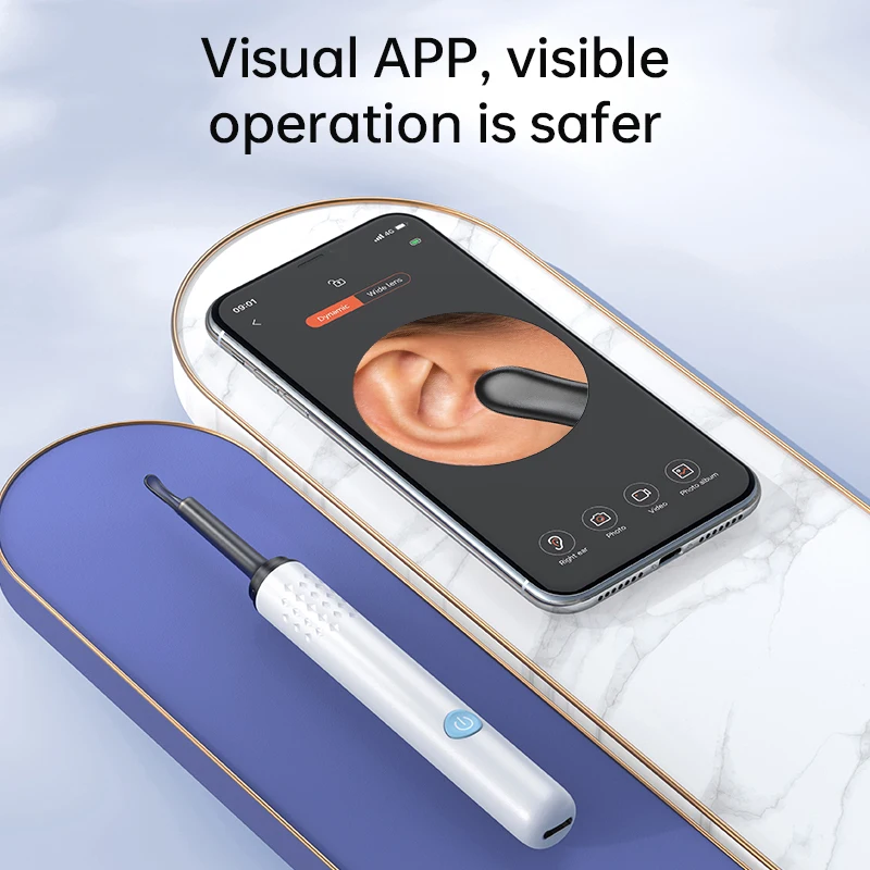 WIFI Visual Ear Cleaner Otoscope Camera with 6 LED Lights 4.0mm Mini Ear Wax Removal Tool With Camera Take Video 500W HD Earpick