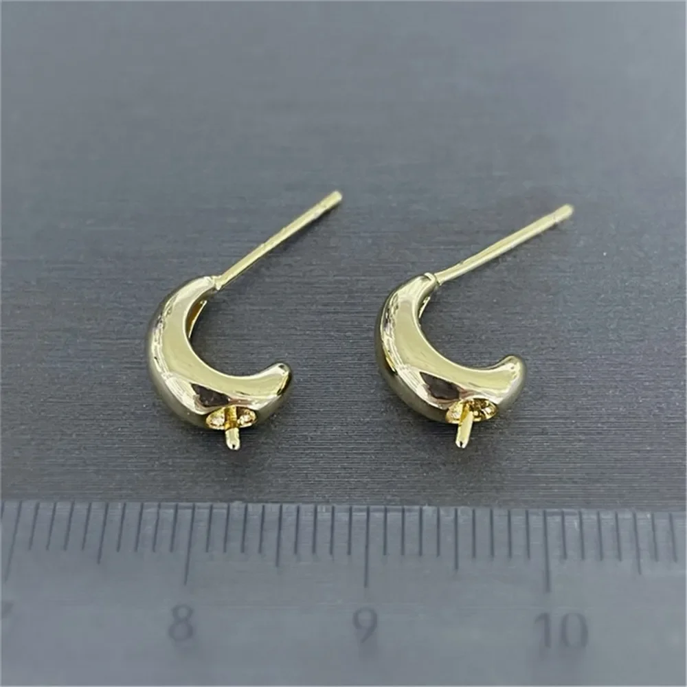 18K Gold Color Earrings Hoops High Quality Jewelry Making Supplies Diy Findings Accessories No Pearl E017