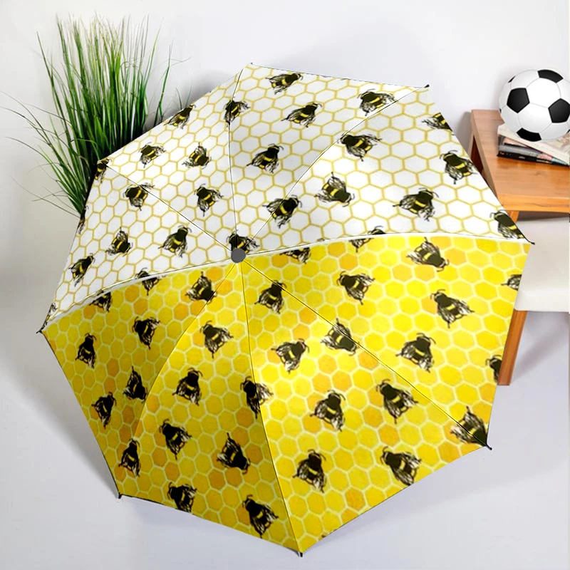 1PC Cartoon Cute Bee Umbrella Automatic Open/close, Sturdy Iron Frame & 8-Rib Struct, Umbrella for Women & Men, Christmas Gifts