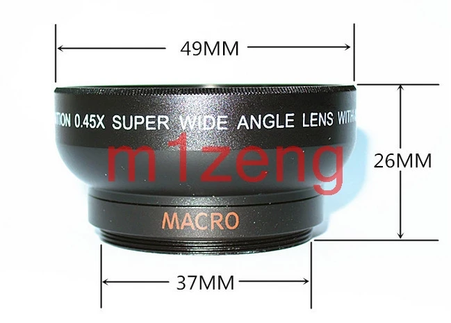 0.45x 37mm Wide Angle Macro Conversion LENS for 37 mm canon nikon sony pentax fuji olympus dslr dv camera phone