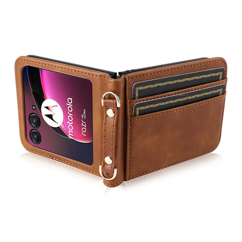 For Motorola Razr 50 Ultra Lanyard Integrated Flip PU Leather Card Holder Wallet Leather Case For Moto Razr Plus 2024 Phone Case image 4