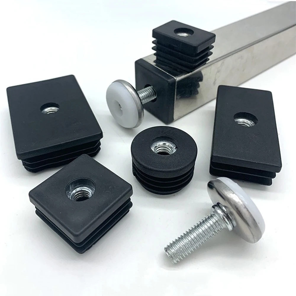 4Pcs Adjustable Furniture Feet Nylon Base Levelers And Black Plug With M8 Nuts Leveling Foot For Table Chair Sofa Legs image 2