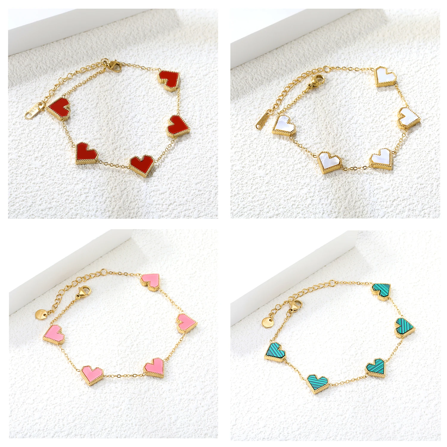 Herzförmiger Öltropfen-Anhänger Armband für Mädchen Edelstahl Modischer Hochwertiger Vielseitiger Schmuck Süßer Romantischer INS-Stil