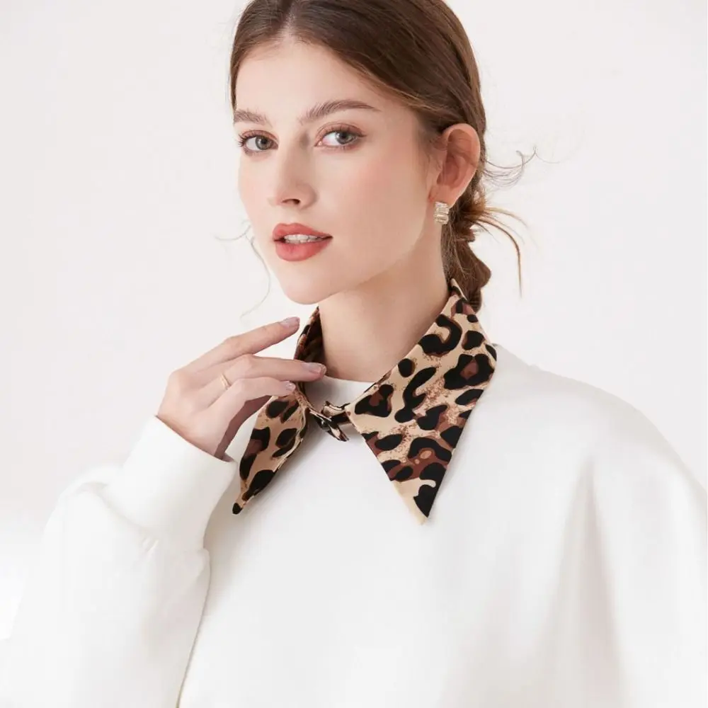 

Detachable False Collar Wrist Cuffs Set Scarf Shawl Decoration Leopard Print Clothes Accessories DIY Shirt Fake Collar