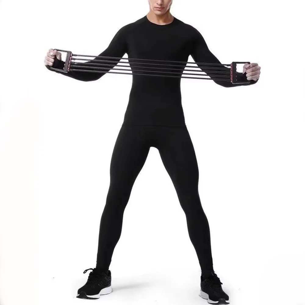 

2PCS Set Quick-drying Men's Ski Thermal Underwear Tight-fitting Soft Fleece Fitness Suit Comfortable Elastic Tops Pants Set