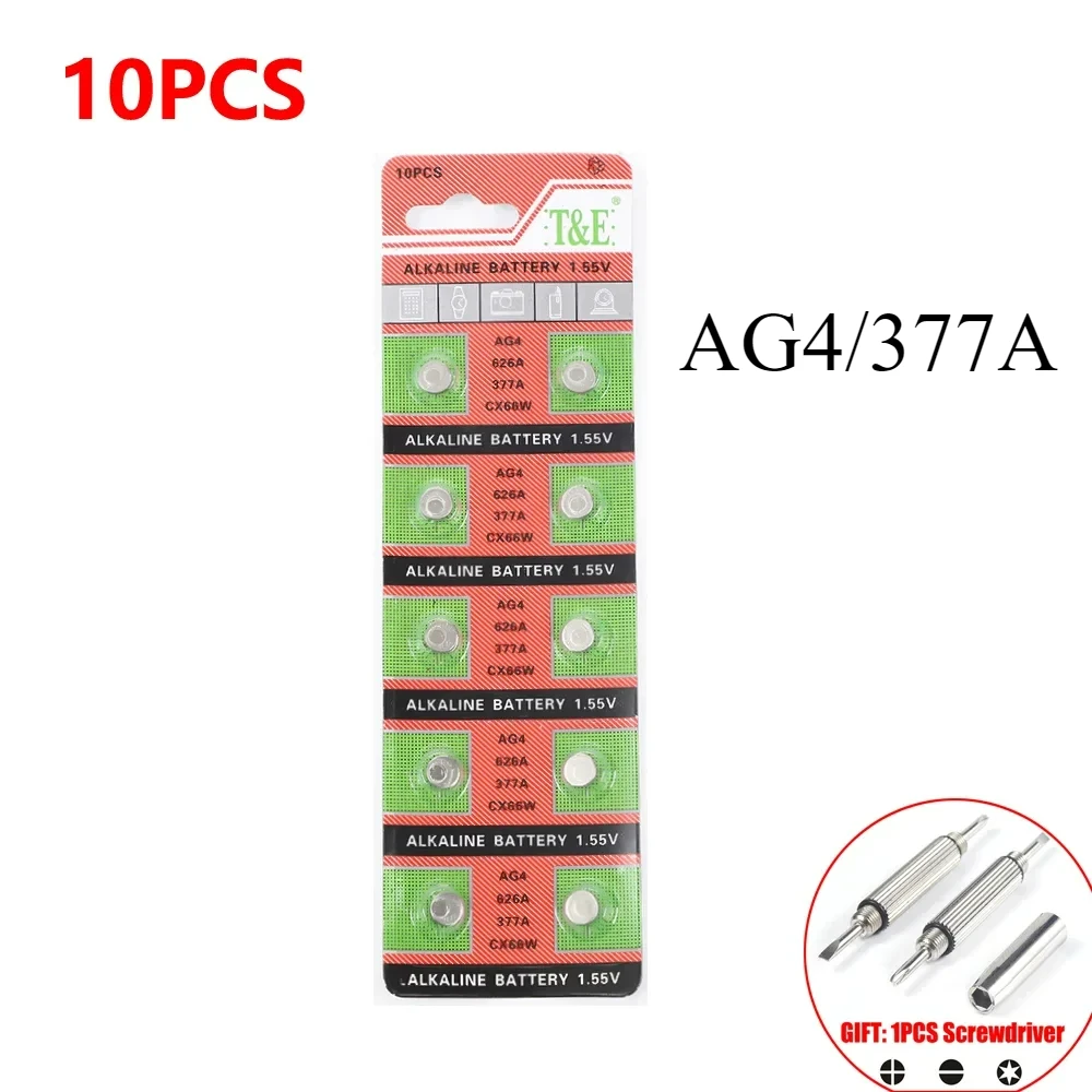 2PCS-50PCS 1.55V AG4 377 Button Batteries SR626SW SR626 Cell Coin Alkaline Battery 177 376 626A LR66 LR626 For Watch Toys Clock