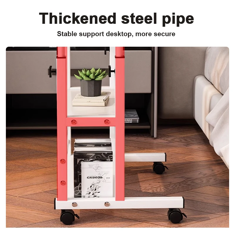 Height Adjustable Computer Desk Standing Desk Bedside Smart Game Office Desk Mobile Study Table with Rolling Wheel
