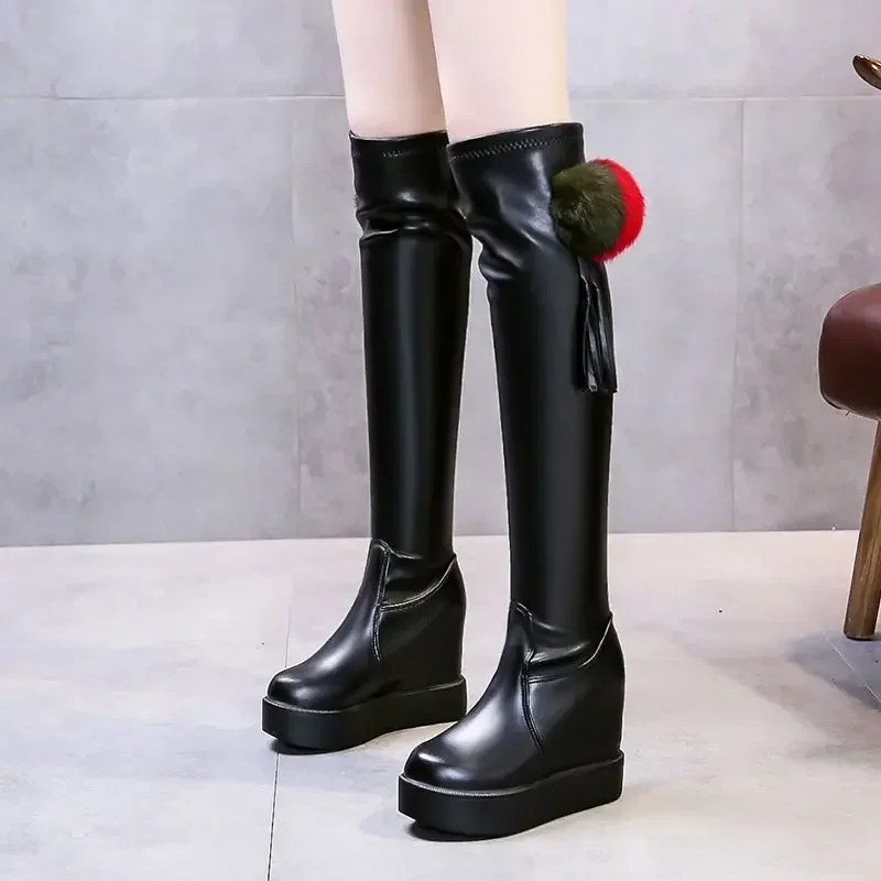 Round Toe High Heels Knee Shaft Shoes Woman Above Over The Thigh Long Boots for Women Elegant Heeled Hot Work Demi-season New In