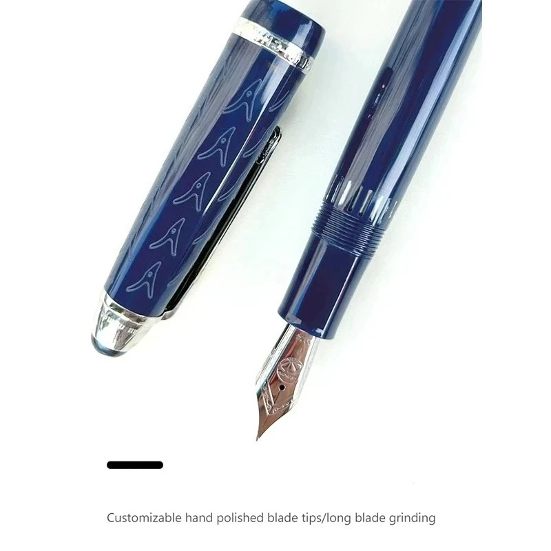 New Lemon M6 Resin Piston Fountain Pen Blade Long Knife Nib Hand-Polished Iraurita Nib Writing Stationery Gift With Ink Window