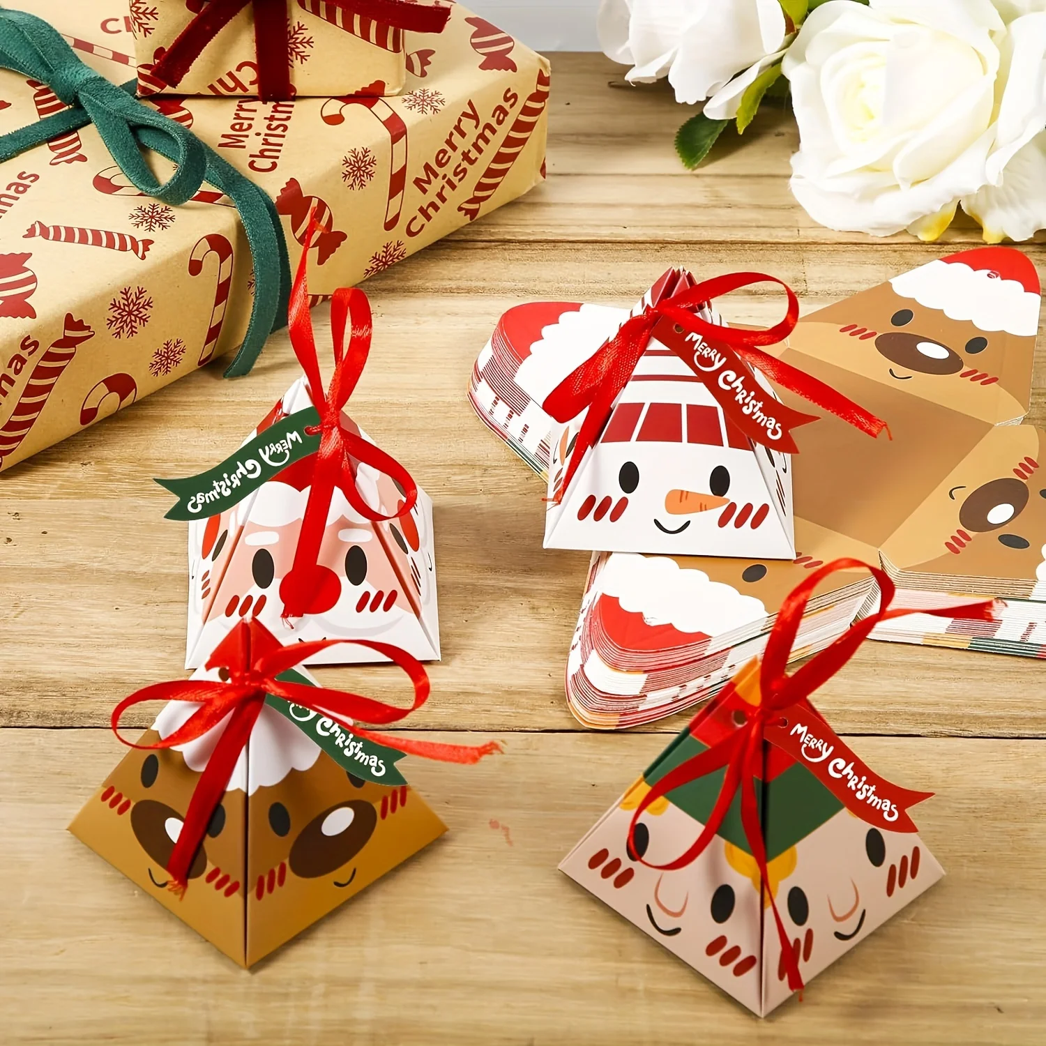 10/30/50-Stück Weihnachten Süßigkeiten Geschenkboxen Cartoon Cookie Schokolade Verpackungsboxen Weihnachtsfeier Dekorationen