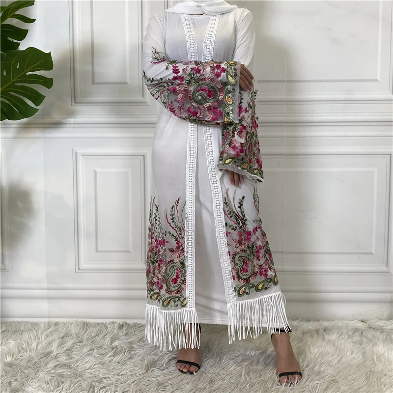 

Fashion Women's Cardigan Embroidered Gauze Gown Dress 1904 2025 Muslim Long Dress Robe Abaya Ramadan Dubai Luxury Islam Elegant