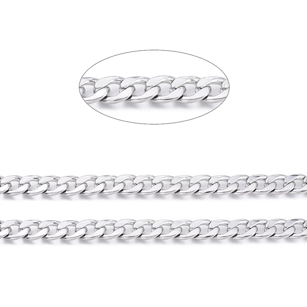PandaHall 10m/Roll Real 18K Gold Cuban Chain Heavy IP Plated 304 Steel Unwelded Chain  Luxury Jewelry Supply 10x7x1.8mm