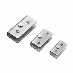 1 Piece Stainless Steel Handle Free U Shaped Glass Clip Magnetic Door Bumper Clamps for 5-12mm / 0.2-0.47inch Thick Glass Door
