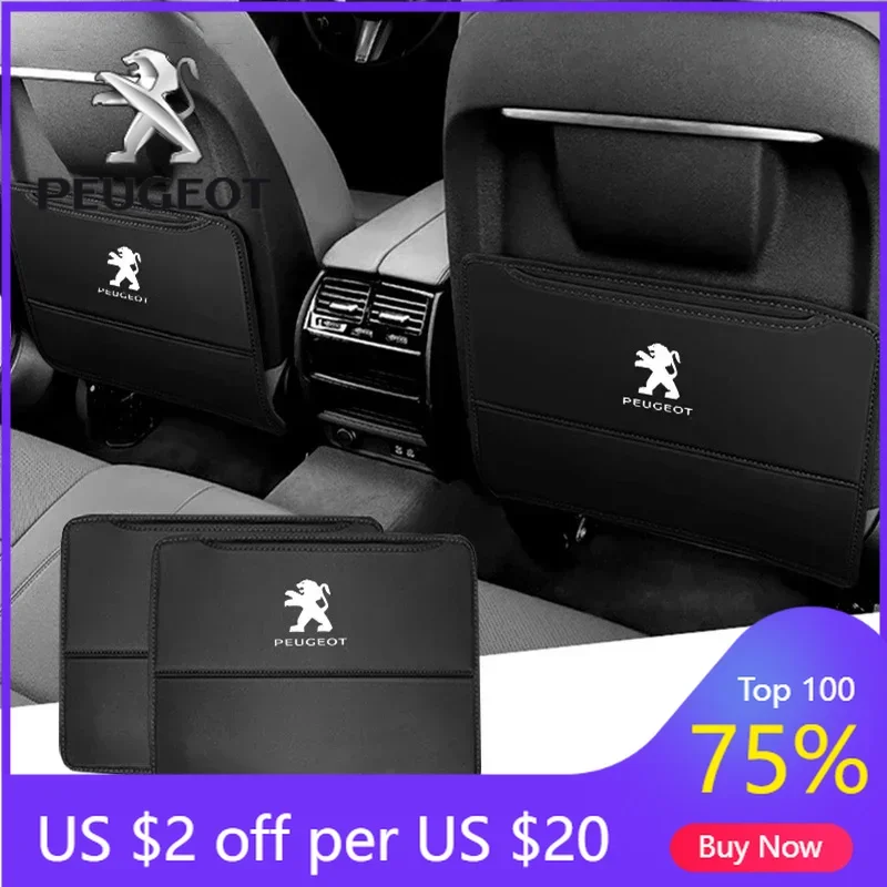 

2026 Hot Car Sticker Leather Car Seat Back Anti Kick Protector Mat Prevent Dirty Pad For Peugeot 307 206 308 207 406 407 408 508