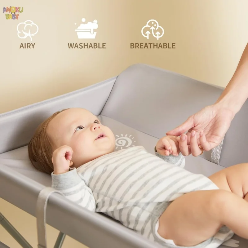 Picture 3: AnGku Multifunctional Baby Changing Table Foldable Diaper Changing Table Adjustable Height for Baby Care Table Baby Accessories