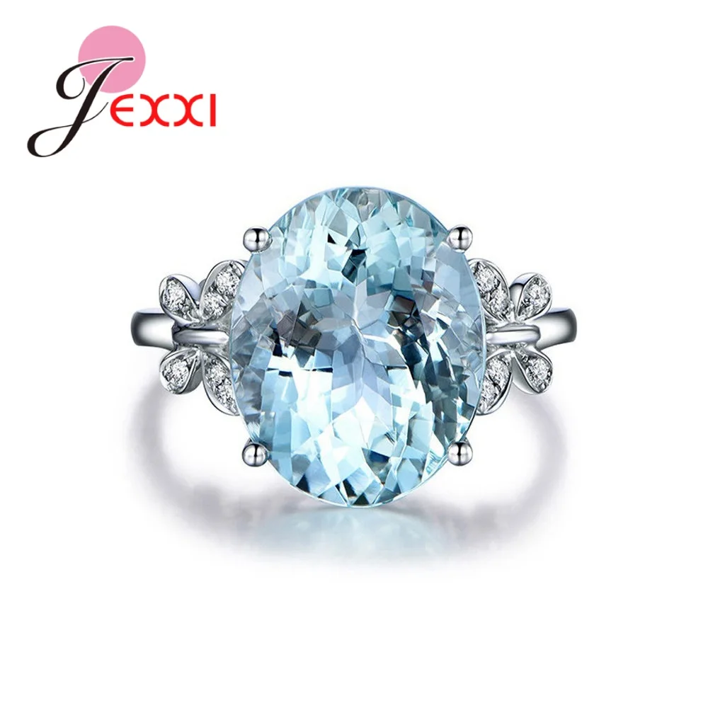 

Fashion Women 925 SterlingSilver Classic Round Butterfly Big CZ Crystal Ring Full Size Wedding Party Gifts Jewelry Rings